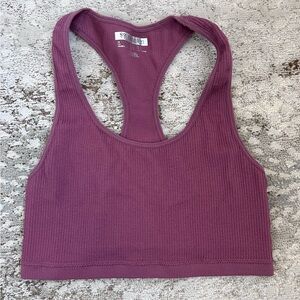 Women's Purple Ribbed Sports Bra